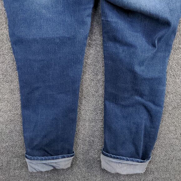 WallFlower Womens Cuffed Cropped Jeans Blue Size 11 Faded Whiskers 2-Button - Picture 12 of 16
